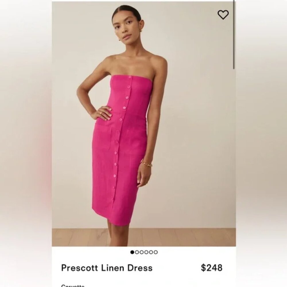 Reformation Prescott linen strapless dress, Corvette Sz 8
